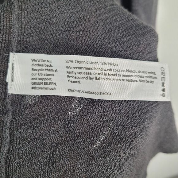 Eileen Fisher Size XL Organic Linen Nylon Open Front Cardigan Long Line Gray - Picture 11 of 12